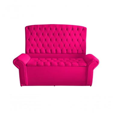 Imagem de Kit Dubaí Cabeceira De Cama Box Casal E Recamier Baú Queen 160 Cm Suede Rosa Pink Do Lar Móveis
