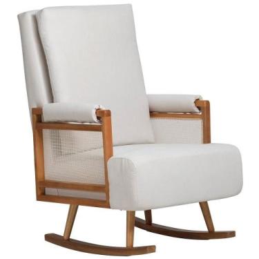 Imagem de Poltrona De Amamentação Com Balanço Base Milka Líria D02 Linho Off Whi