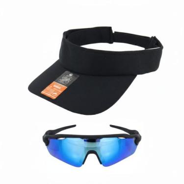 Imagem de Boné Viseira Preto E Oculos De Sol Com Proteção UV Para Passeios Camin