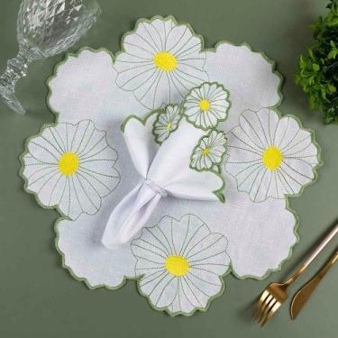 Imagem de Kit 12 Jogos Americanos Guardanapos De Mesa Redondo Bordado Geovana Ma