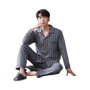 Imagem de Conjunto De Pijama Masculino De Manga Longa E Calças Longas Para Prima