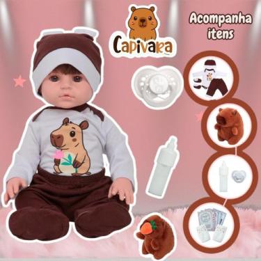 Imagem de Bebê Reborn Realista Menino Silicone Kit Capivara Acessórios - Cegonha