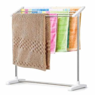 Imagem de Varal Chão Secador De Roupas Inox Toalheiro Varanda Pequeno - TOP RIO