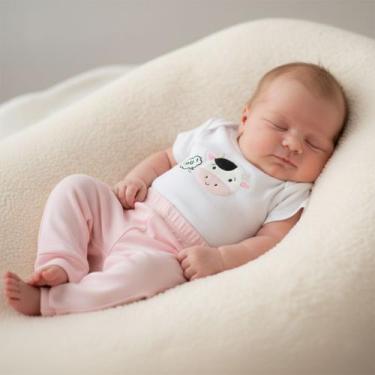 Imagem de Conjunto Body Manga Curto Bordado com Calça para Bebê Menino Menina 02