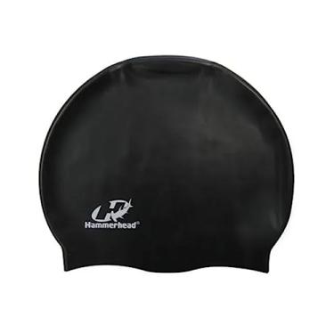 Imagem de Touca de Silicone Extra Fina Slim em Polybag para Natação ou Hidroginástica, Unissex, Hammerhead, Preto