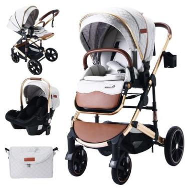 Imagem de Carrinho De Bebê 3m 1 com Bebê Conforto Importado Europeu Premium - mo