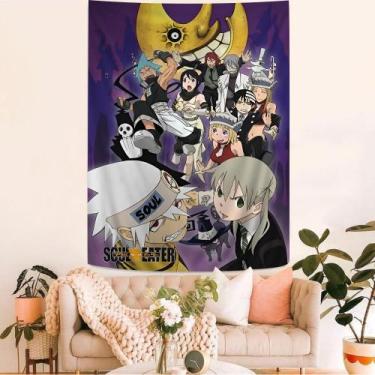 Imagem de Tapeçaria para pendurar na parede, decoração de tecido, Soul Eater Ani