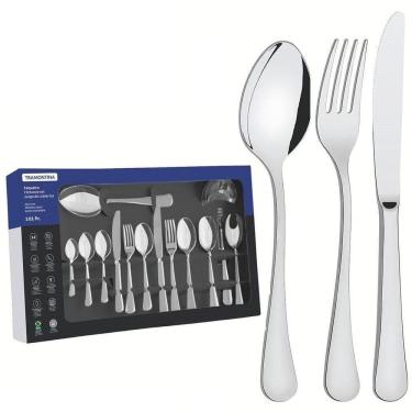 Imagem de Faqueiro Tramontina Zurique Em Aço Inox Com Facas De Mesa Acabamento Alto Brilho 101 Peças 66986030