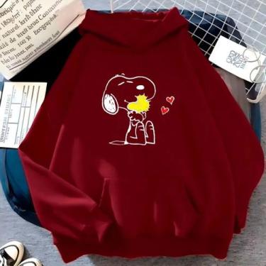 Imagem de Moletom Canguru Unissex Snoopy Agasalho Blusa De Frio - NM KIds, Bordô