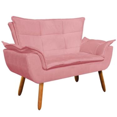 Imagem de Poltrona Namoradeira 2 Lugares Pés Palito Opla Suede Rose - Ibiza
