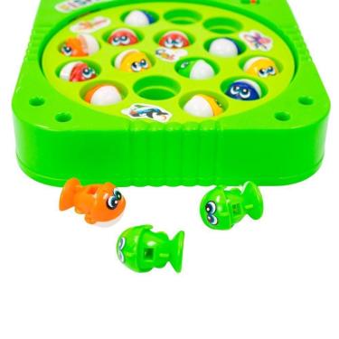 Imagem de Brinquedo Pesca Peixe Jogo Pescaria Infantil Pilha - Diversão Interativa Com Luz E Movimento verde