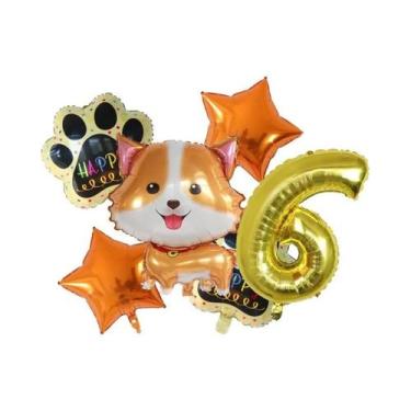 Imagem de Balões De Hélio Corgi Husky 6pcs, Decoração De Festa De Aniversário E 
