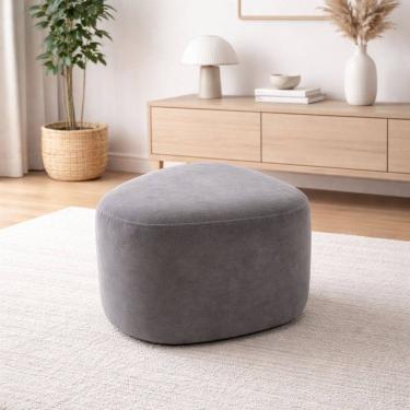 Imagem de Puff Orgânico Ana 80 Cm Veludo Cinza