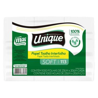 Imagem de Papel Toalha Interfolhado Unique Soft 20x23 Com 1.000 Fls - Mili