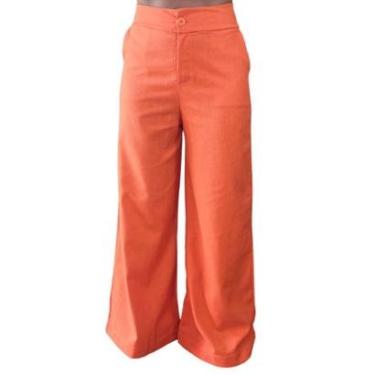 Imagem de Calça Alfaiataria Pantalona FMF Feminina Moda Luxo Wide Leg Cor:;Tamanho:P-Feminino