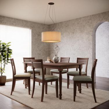 Imagem de Conjunto Mesa Rubi com 6 Cadeiras Café Madeira Pinus - Finestra