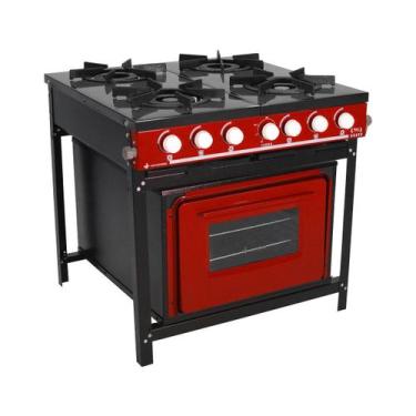 Imagem de Fogão a Gás Bravo Multicores 4 Bocas Com Forno BR4BF - Venâncio Vermel