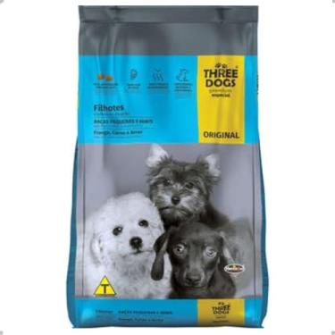 Imagem de A Ração Three Dogs Original Frango, Carne e Arroz para Cães Filhotes Raças Pequenas e Mini Biofresh para Todas Pequeno Filhotes - Sabor Frango 15kg