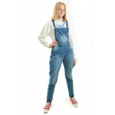 Imagem de Jardineira Infantil Feminina Jeans Mom-Feminino
