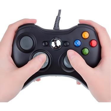 Imagem de Controle USB com Fio Preto Xbox360 Vídeo Game Computador