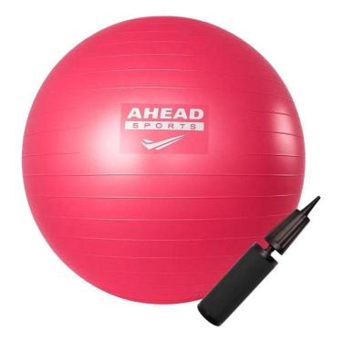 Imagem de Bola De Pilates Yoga 55cm Rosa Ahead Sports Antiestouro Pvc C/ Inflador