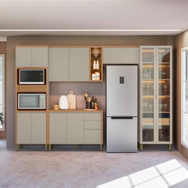 Imagem de Cozinha Modulada Allure Linea Brasil 5 Peças Mdf A01m1 Jequitiba/gris Fosco
