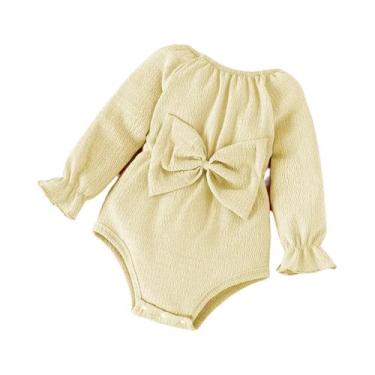 Imagem de Conjunto De Body Rosa De Manga Longa Para Bebê Com Laço E Lenço Para P