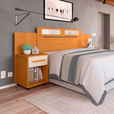 Imagem de Cabeceira Extensível Jade Casal Queen King Off White Conffort Casa