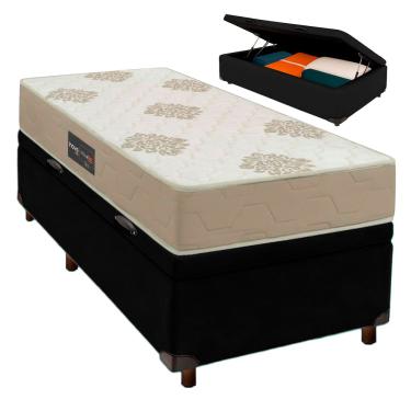 Imagem de Conjunto Cama Box Bau Com Colchão Solteiro Inova D33 Inovaflex - Preto