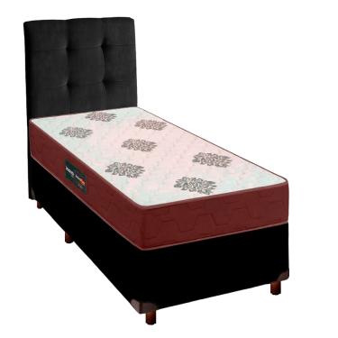 Imagem de Kit Cama Box + Cabeceira + Colchão Solteiro D45 Inovaflex - Preto