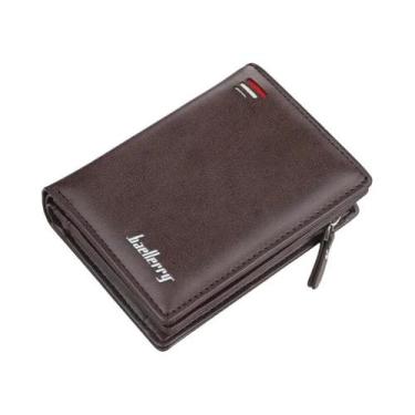 Imagem de Carteira Curta Masculina Vintage Em Couro PU Com Zíper, Porta Moedas E