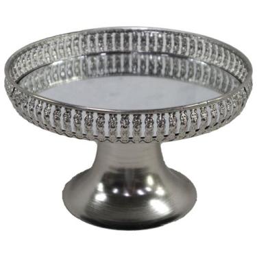 Imagem de Centro de mesa Lubili ferro espelho pe 23,5x15cm prata -L Hermitage - 