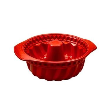 Imagem de Forma Antiaderente Silicone Alça Pudim Bolo Assadeira Forno Doces Cozi