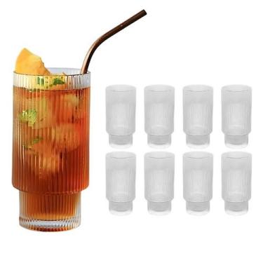 Imagem de Kit 8 Copos De Vidro Canelado Grafiatto Alto Água 310ml - CLICK HOUSE