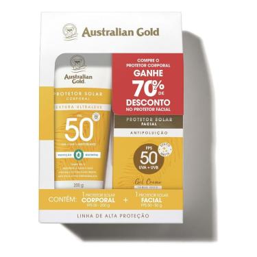 Imagem de Kit Australian Gold Protetor Solar Corporal FPS 50 200g + Protetor Solar Facial FPS 50 50g