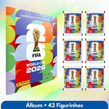 Imagem de Kit Álbum Copa do Mundo 2026 com 42 Figurinhas Envelopes Coleção Pacot