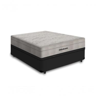 Imagem de Cama Box Baú Casal 138 Tecido Sintético Preto Com Colchão Ortobom Airtech Spring Pocket...