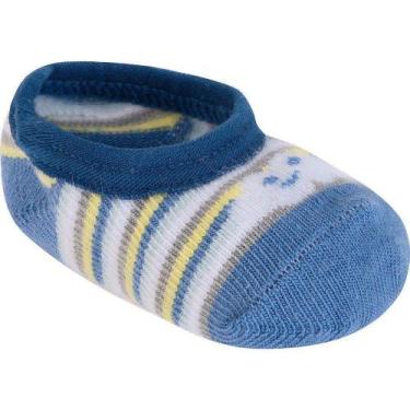 Imagem de Meia bebê masculino listras/azul pimpolho (00 a 15)