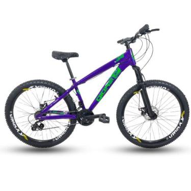 Imagem de Bicicleta Gios Freeride Aro 26 Freio Disco 21v Roxo / Verde