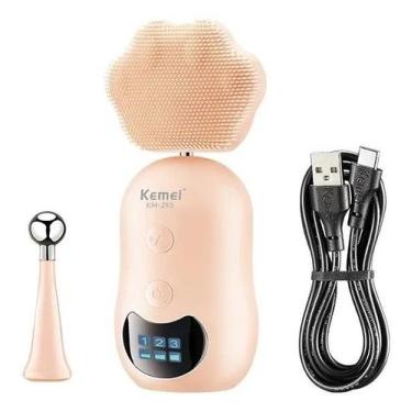 Imagem de Escova eletrica limpeza facial e massageador prova dagua kemei km293