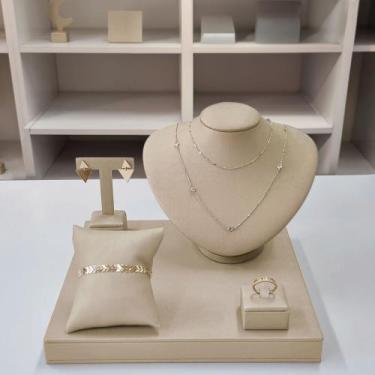 Imagem de Kit Expositor para Joias em material sintético Champanhe Baixo (5 Peça