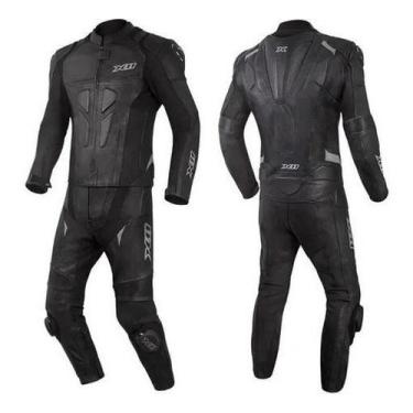 Imagem de Macacão Motociclista X11 Couro 2 Peças Speed 2 Motoqueiro, Preto, 4G