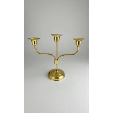 Imagem de Castiçal Latão 3 Velas Candelabro Dourado - Congratulations Store
