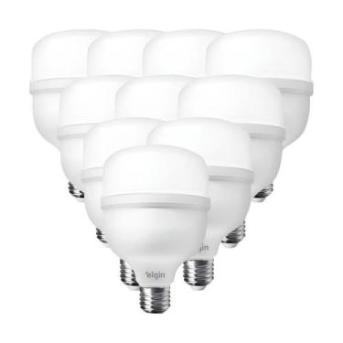 Imagem de Kit De 10 Lâmpadas Bulbo Led 20W Bivolt Branco Frio Elgin, Bivolt