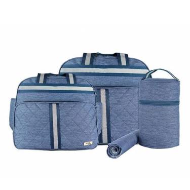 Imagem de Kit Bolsa Maternidade 4 Peças Mescla Bolsa Grande + Bolsa Média + Fras