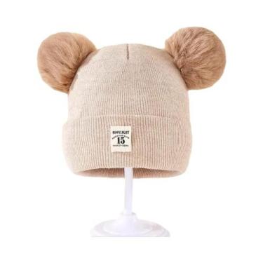 Imagem de Gorro De Malha Quente Com Pompom Para Crianças, Outono Inverno, Cor Só