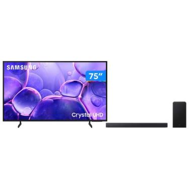 Imagem de Smart TV 75 Samsung 4K UHD Crystal Tizen - 3 HDMI + Soundbar HW-B450F 