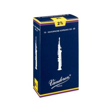 Imagem de Palheta para Saxofone Soprano Tradicional 2 1/2 Alta Qualidade Cana Vandoren 10 Unidades