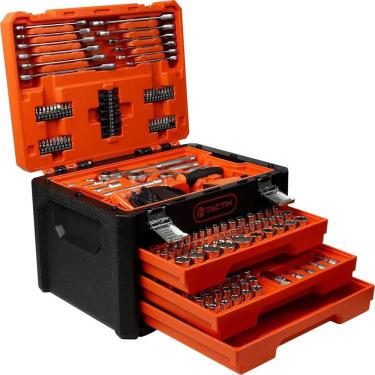 Imagem de Caixa de Ferramentas Tactix com 254 Peças e Vedação Bivolt com Rodas Grandes Revestidas em Borracha e Alças Ergonômicas