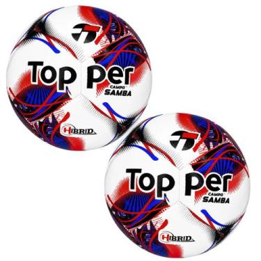 Imagem de 02 Bolas De Futebol Campo Topper Samba Hybrid Costurada á Maquina, Bra